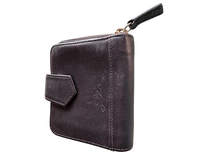 Monedero Longchamp de piel negra Negro