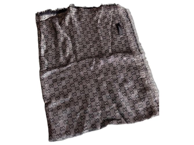 Lenço Gucci de seda cinza prateado Prata