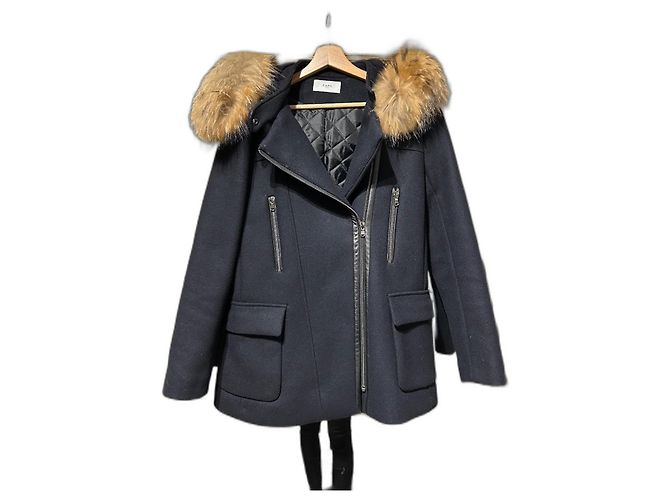 Zapa Navy Blue Wool Duffle Coat