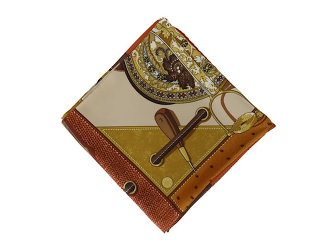 Hermès Hermes Tout Cuir Silk Scarf Brown Red Beige  ref.1882641
