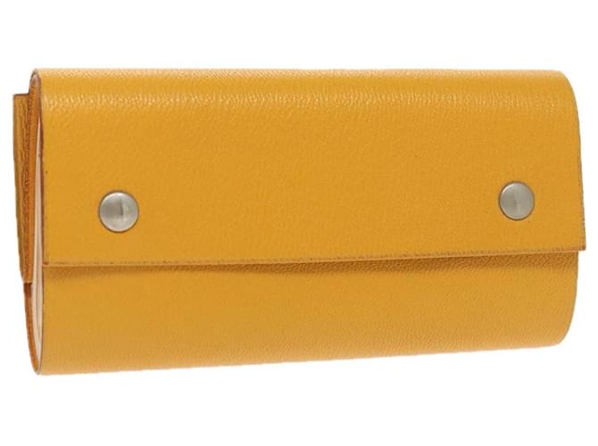 Hermès HERMES Kaierure roll Note Cover Leather Yellow Auth bs19753  ref.1884051