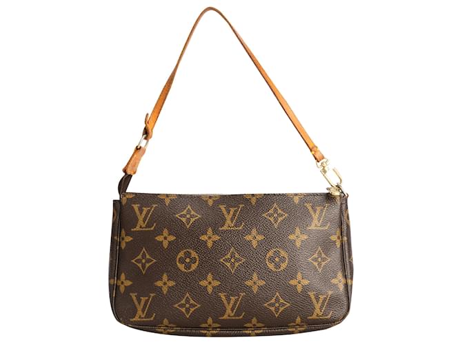 Louis Vuitton Canvas Monogram Pochette Accessoires Brown Leather  ref.1884206