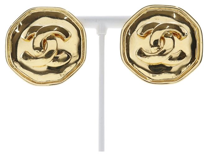 Boucles d'oreilles clips en plaqué or Chanel Coco Mark Doré