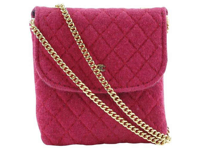 Bolso de cadena de algodón rojo Chanel Roja