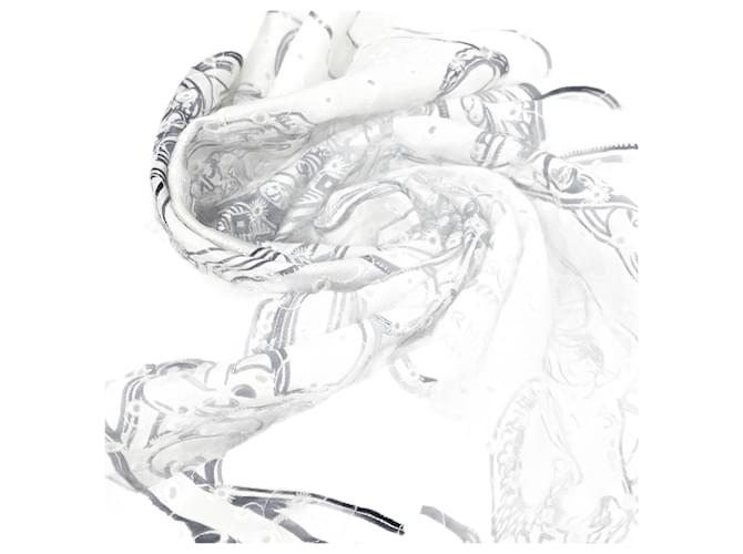 Écharpe Brides de Gala Hermès Carre 70 Soie Blanc  ref.1885293