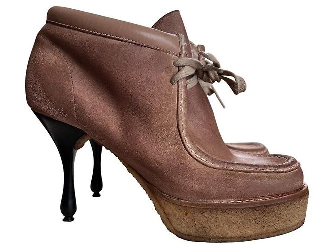 Botas de cano curto Marc Jacobs em camurça e pele de ovelha castanhas Marrom