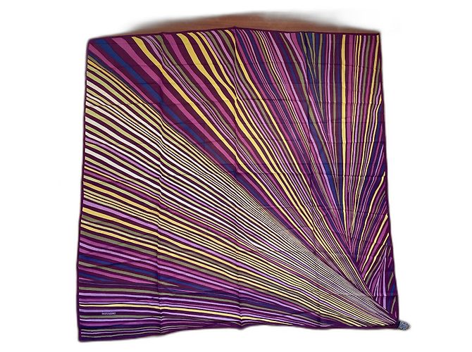 Lenço de chiffon de seda Missoni Roxo Multicor