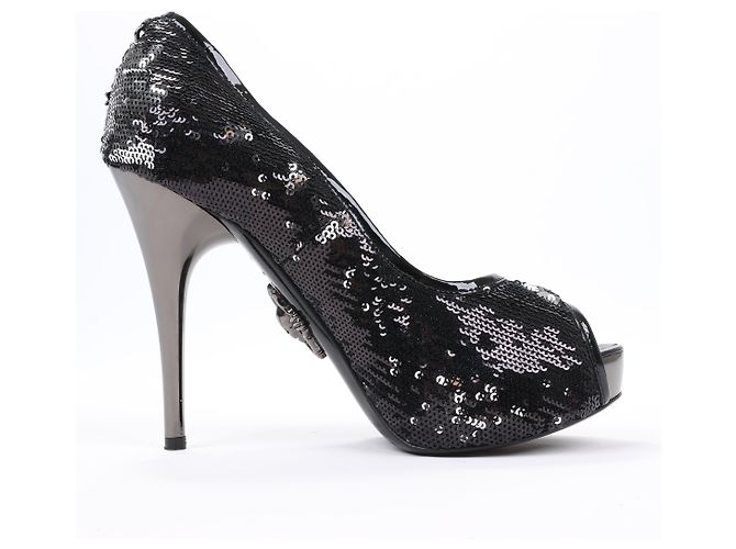 Philipp Plein STARLET Sequin Platform Heel in Size 37 EU