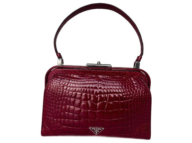 Bolso de mano Prada de piel de aligator rojo Roja