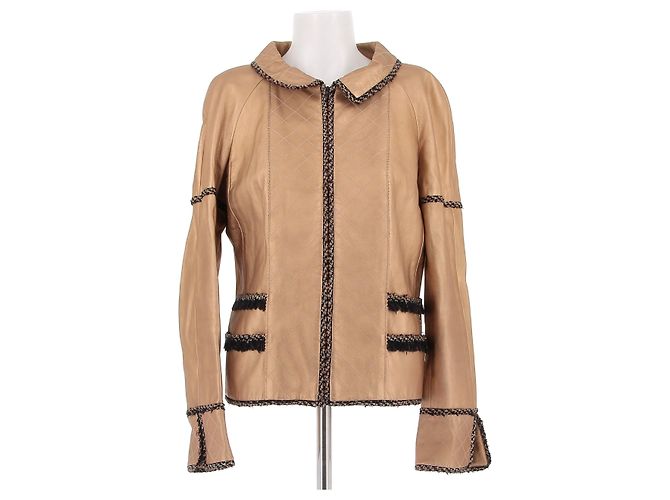 Giacche CHANEL T.FR 42 Pelle Marrone