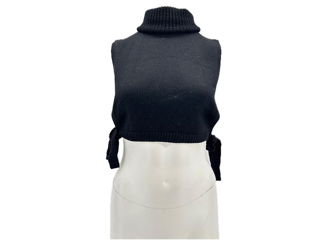 Autre Marque Unsignierte Strickwaren T.International XS Wolle Schwarz