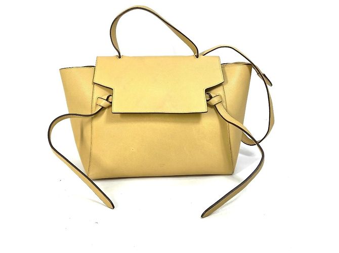 Céline Sac à épaule en cuir jaune Celine