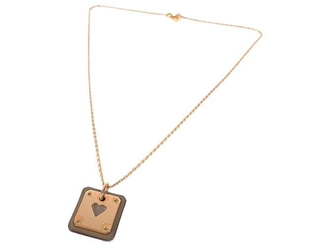 Hermès Collier pendentif Asdukur PM en chaîne cœur Hermes Marron Doré 