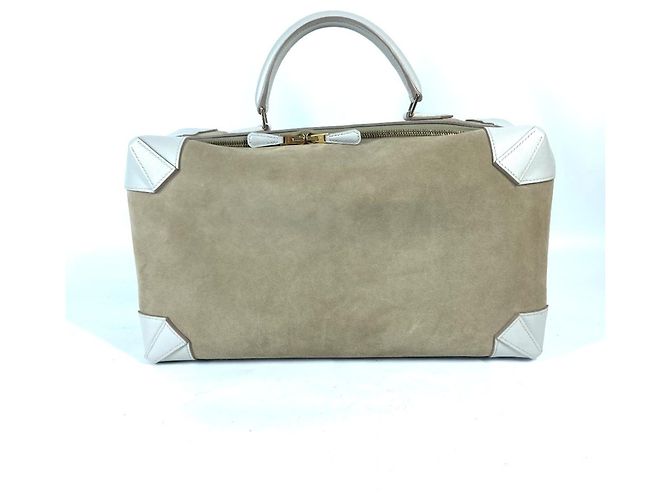 Hermès Bolsa Boston em couro de cabra bege Hermes