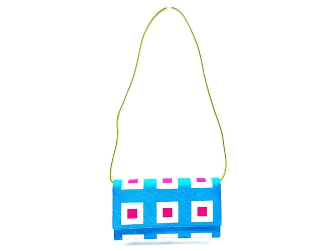 Bulgari Borsa a spalla in pelle e nylon Bvlgari Blu Verde chiaro