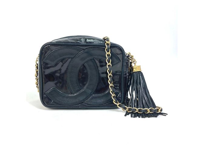 Chanel CC Coco Mark Pochette Quaste Ketten Schultertasche Schwarz