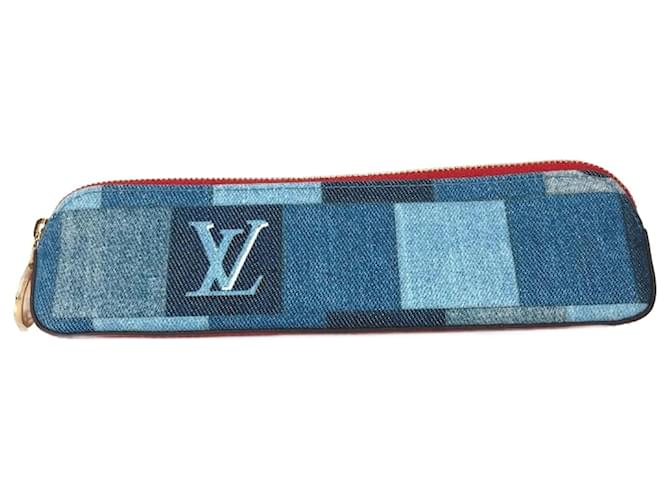 Louis Vuitton Monogram Denim Pencil Case Red Blue  ref.1887235
