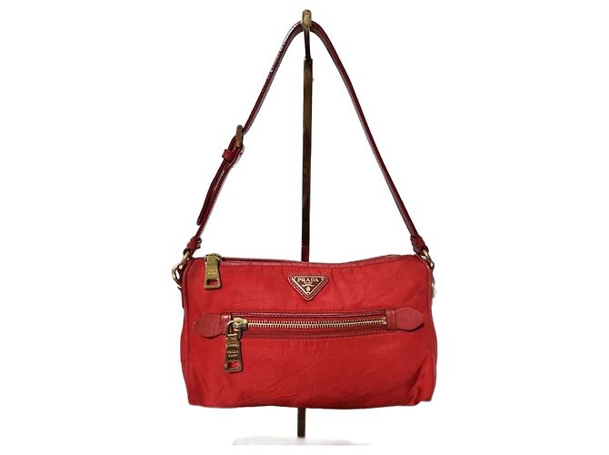 PRADA Tessuto Nylon Small Shoulder Bag Red
