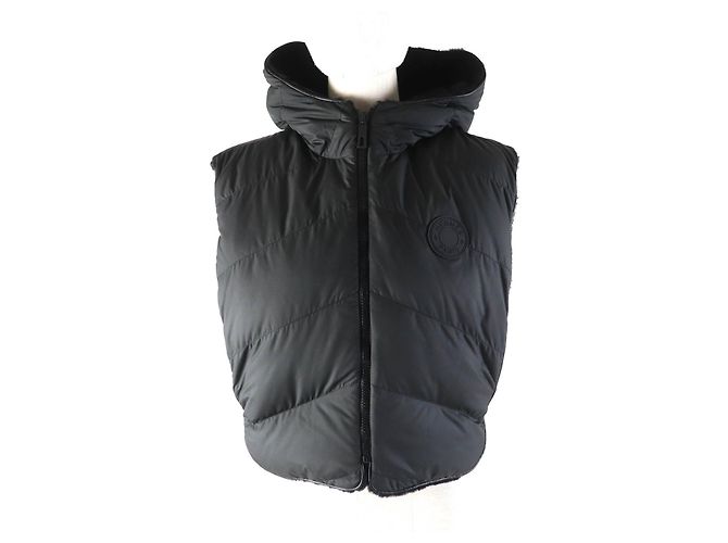 Hermès Hermes Reversible Leather Lamb Fur Down Vest Black