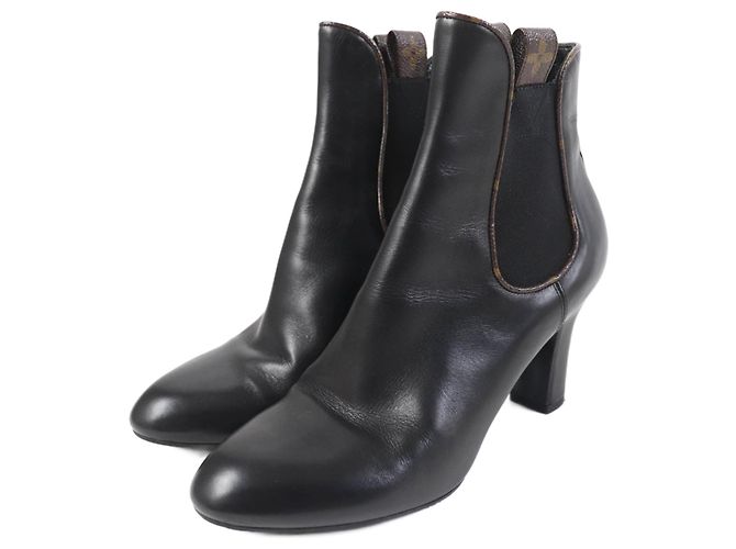 Botas de couro com gomos Louis Vuitton Monogram Preto