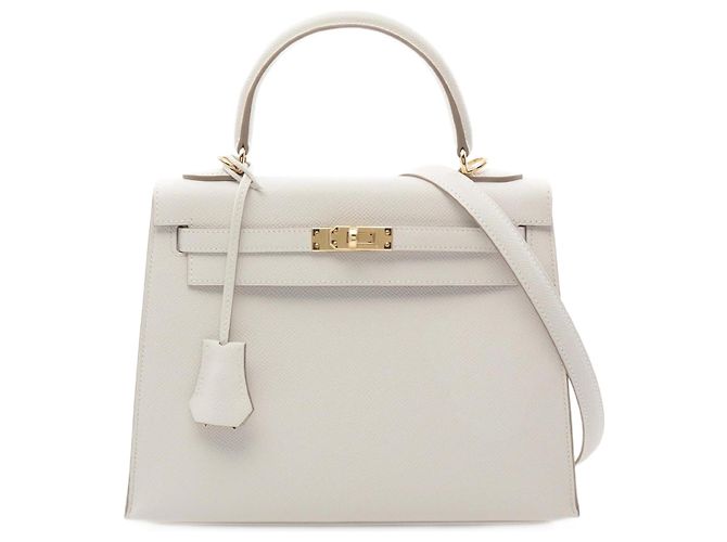 Hermès Hermes Kelly 25 Leather Handbag White