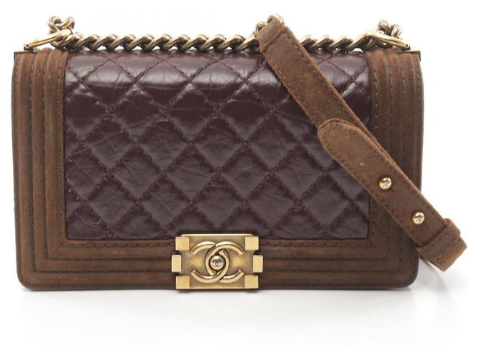 Chanel Boy Suede Leather Shoulder Bag Brown