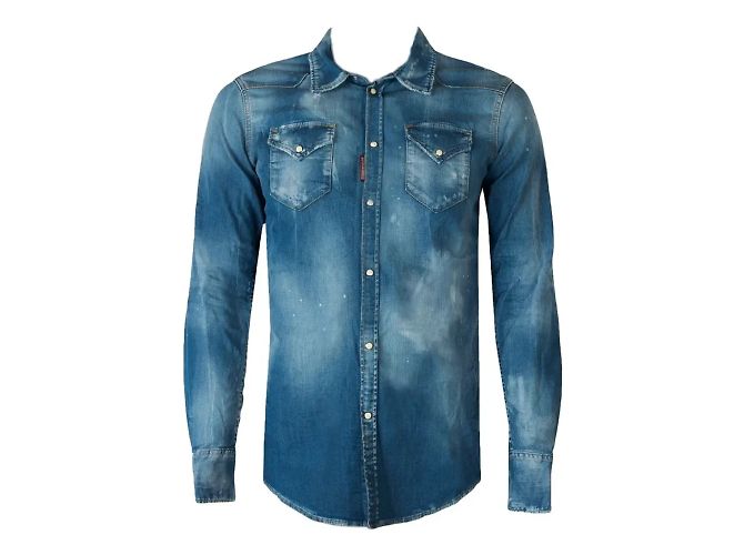 Camisa de denim western clássica muito rara Dsquared2 Verde claro