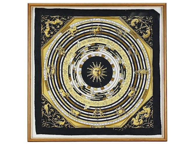 Hermès Hermes Silk Scarf DIES ET HORE Astrology Black Cloth  ref.1890068