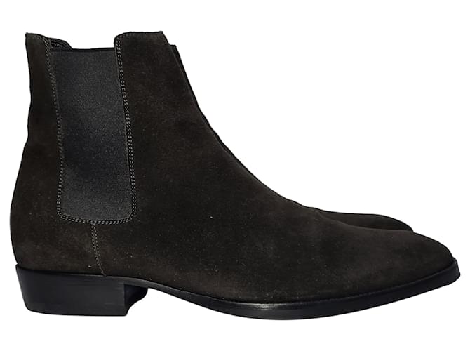  Saint Laurent Wyatt Chelsea Boots in Black Suede  ref.1890102
