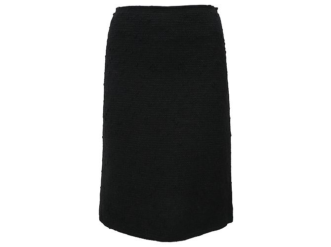 Falda midi A-line de lana tweed negra Prada Negro