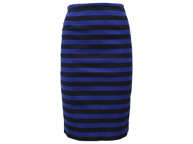 Gonna midi aderente a righe Prada in cotone nero e blu Multicolore