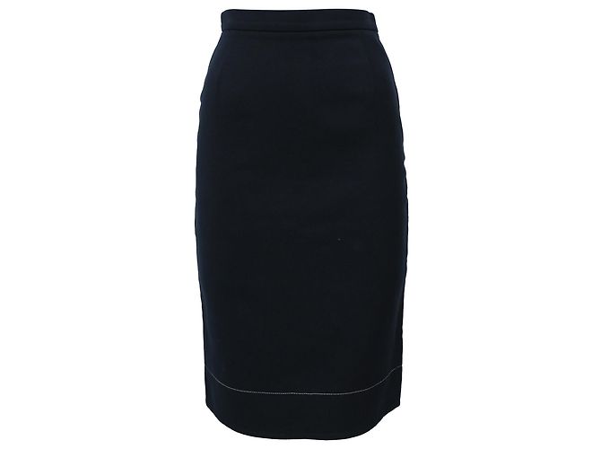 Prada Midi Bleistiftrock aus marineblauer Wolle