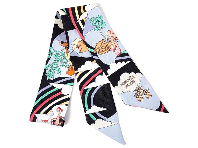 Hermès Lenço Twilly CARRES VOLANTS em seda Hermes Multicor