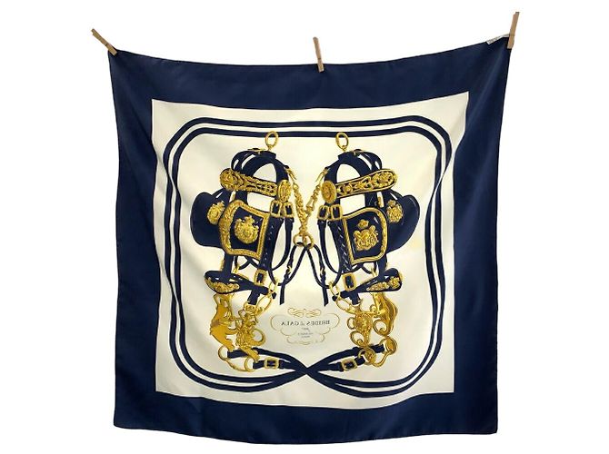 Hermès Hermes Silk Scarf BRIDES de GALA Blue