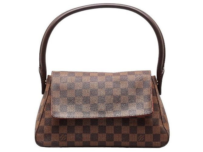 Louis Vuitton Damier Mini Looping Special Order Handbag Shoulder Bag N51148 Brown PVC Leather