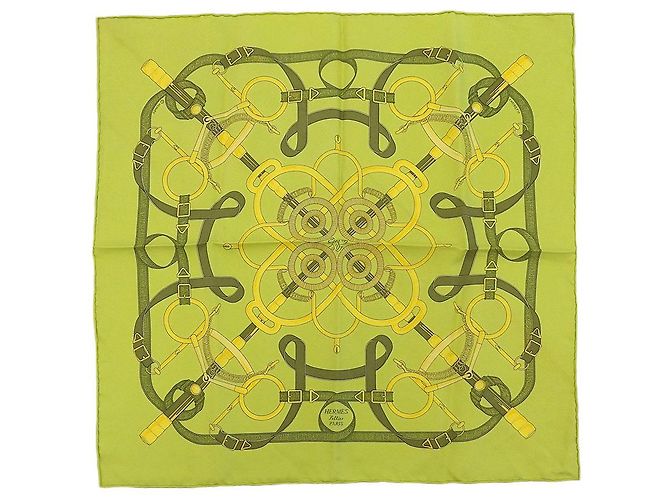 Hermès Hermes Silk Scarf Belt Pattern Green