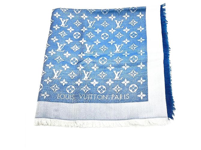 Chal de denim Monogram Louis Vuitton M74019 Azul