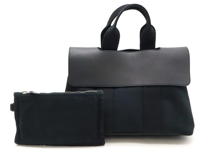 Hermès Borsa tote Hermes Valparaiso PM in pelle chevron nera Nero