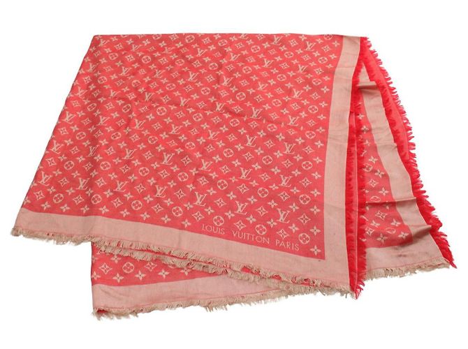 Louis Vuitton Silk Wool Monogram Shawl M74008 Red
