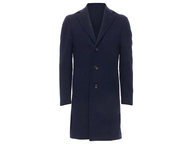 Canali kei wool single vent long coat Blue Navy blue