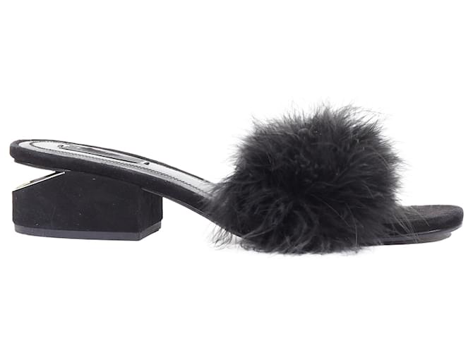 Autre Marque Alexander Wang Lou Feather Embellished Suede Mules Black  ref.1893518