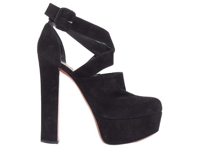 Alaïa Alaia Suede Wrap Strap Block Platform Heels
