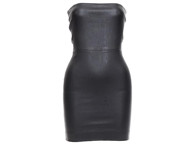 Autre Marque Sprwmn Genuine Leather Strapless Mini Tube Dress Black  ref.1893704