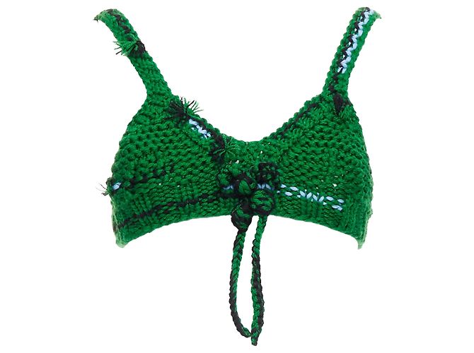 Bow Top de crochê com laço em lã virgem Prada