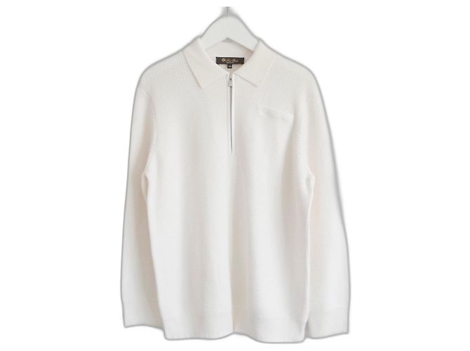 Weißer Waffelstruktur-Pullover von Loro Piana