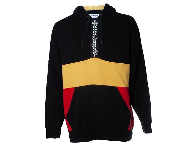 Palm Angels, cardigan com capuz Preto Vermelho Amarelo