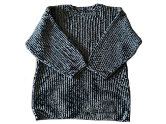 Autre Marque militärgrüner Pullover 100% Baumwolle englisches Rippenstrick Größe 38-40 Khaki Dunkelgrün