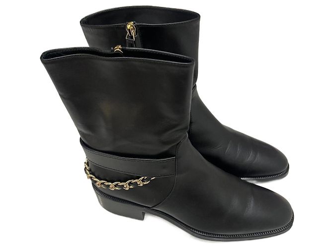 Cambon Botines Chanel de piel negra Negro