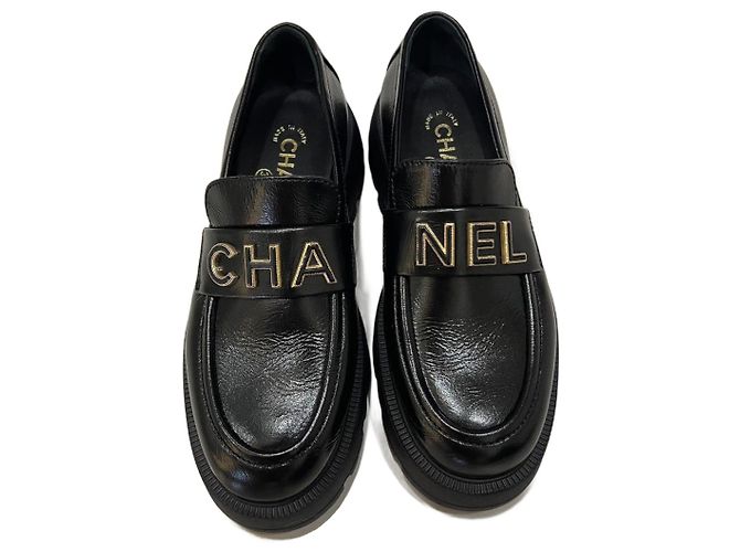 Cambon Espadrillas Chanel in pelle nera Nero 