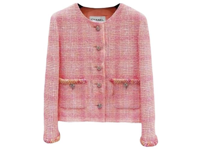 Chanel Rosa karierte Tweedjacke Pink